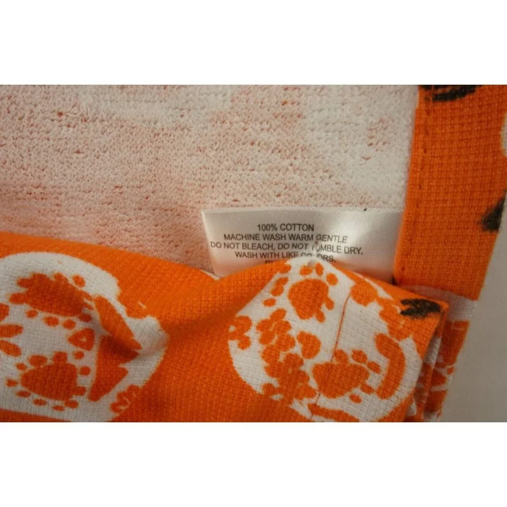 New Set of Two Pumpkin Print Fall Halloween Kitchen Towels Orange Cotton‎ Terry